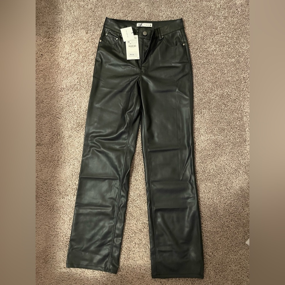 Black Zara leather pants